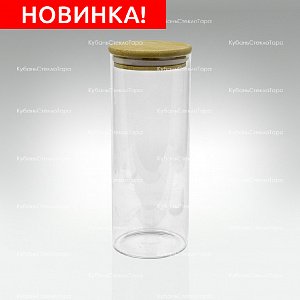 Банка 1 л стеклянная с бамбуковой крышкой оптом и по оптовым ценам в Воронеже