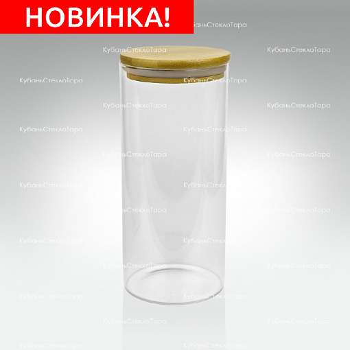 Банка 1,2 л стеклянная с бамбуковой крышкой оптом и по оптовым ценам в Воронеже