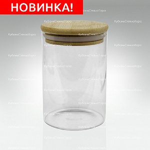 Банка 450 мл стеклянная с бамбуковой крышкой оптом и по оптовым ценам в Воронеже